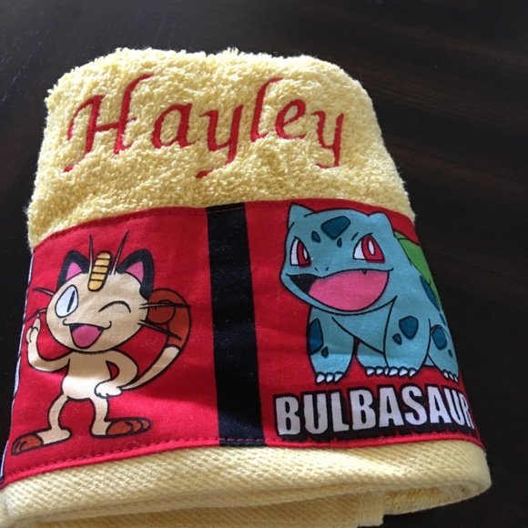 Custom Personalized  Embroidered Name “Hayley” Pokémon Hand Towel - Picture 2 of 5